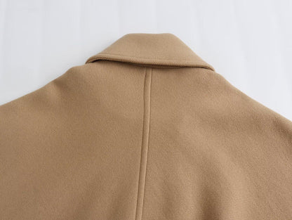 Women's Oblique Button Loose Batwing Sleeve Jacket Coat Lapel Double Pocket Warm Solid Vintage Outerwear Fall Winter Coat