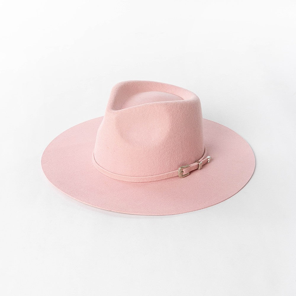 Chapéu Fedora de Feltro 100% Lã Australiana com cinto de feltro e aba larga de design moderno