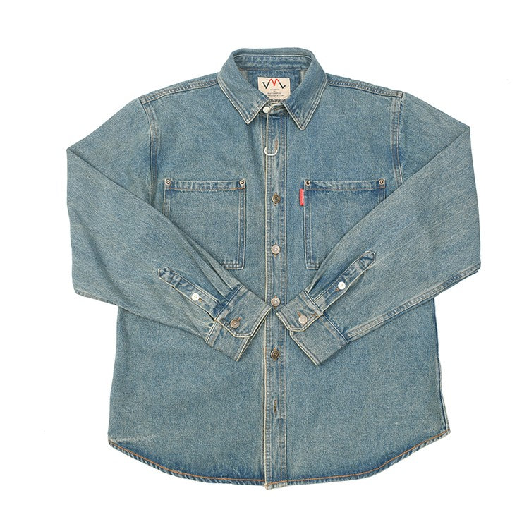 Retro Waed Denim Workwear irt Casual Everyday Basic Long Sve irt Trendy Autumn Cotton 00% Button up Pure Color