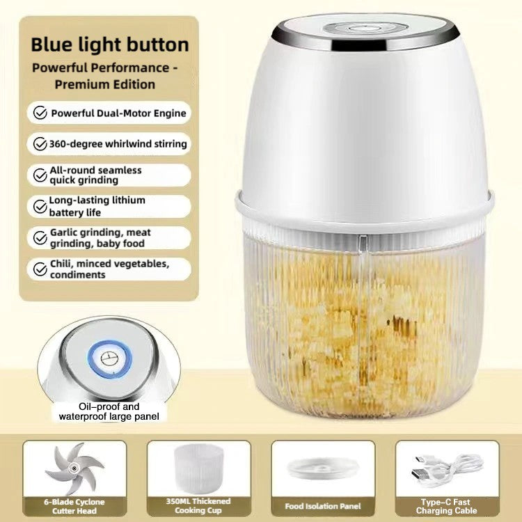 Mini Processador de Alimentos Elétrico TINSOL 350ML, Picador de Carne, Amassador de Alho, USB, Multifuncional, Fatiador de Vegetais, Liquidificador, Misturador de Cozinha