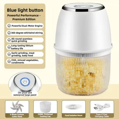 Mini Processador de Alimentos Elétrico TINSOL 350ML, Picador de Carne, Amassador de Alho, USB, Multifuncional, Fatiador de Vegetais, Liquidificador, Misturador de Cozinha