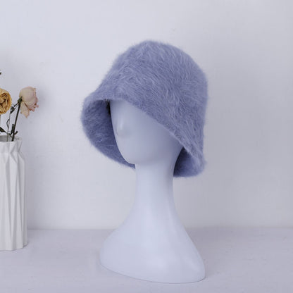 2023 new Hat winter women's fashion Solid color rabbit fur hat bucket cap  fisherman's hat  knitted wool basin Bucket Hat