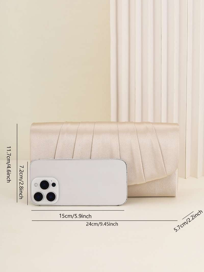 Ladies Dinner Bag Pleated Solid Color Clutch Party Dinner Wedding Light Luxury Envelope Evening Bag for Prom, Dinner/Banquet