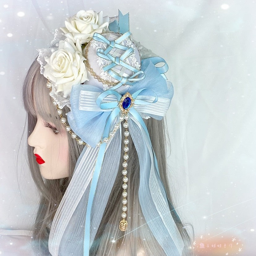 Chapéu de Aba Lisa Lolita Branco Rosa Versátil Lo Flor Casamento Elegante Acessórios de Cabelo