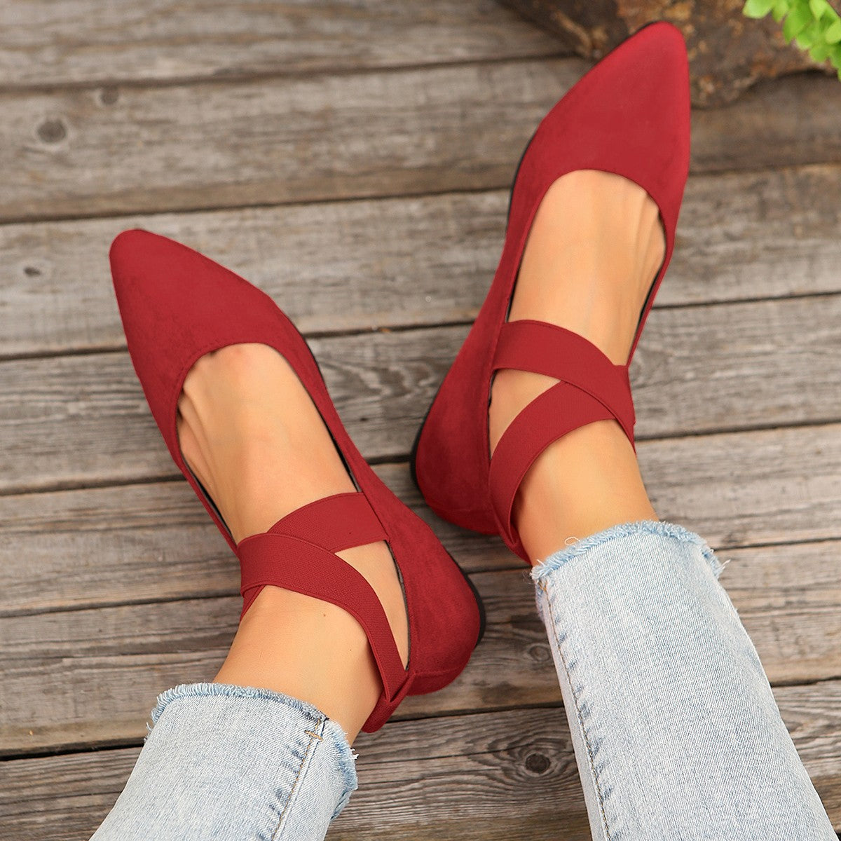 Women's Shoes Ballet Flats Shoes 2025 Spring/autumn Strap Ankle Elastic Sexy Ladies Elegant Comfortable Flats Shoes Size 36-43