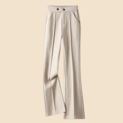 Faionable Thiened Woolen Flared Pants High Waist Casual Trousers for Women Autumn Winter New Sle Slimming Wide Leg Pants