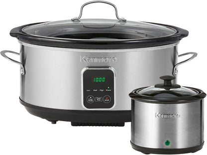 Panela Elétrica de Lenta Cocção Programável de Aço Inoxidável Kenmore 7 Litros para Arroz Aquecido e Cozido Sous Vide