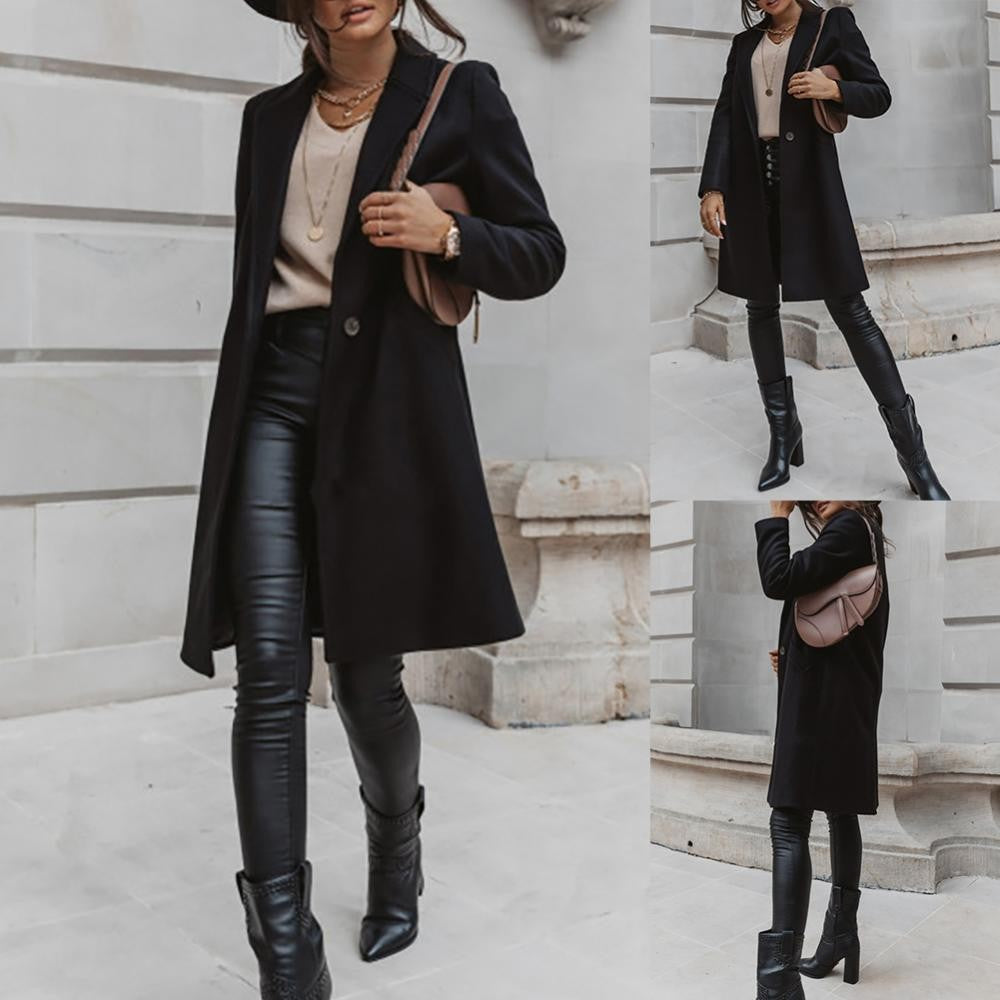 Casual Women Autumn Winter Pocket Lapel Overcoat Button Warm Long Coat Jacket 2020 HOT SALE