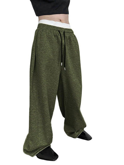 2025 wide leg sweatpants men's sweatpants waist drawstring straight leg loose pants straight leg sports pants