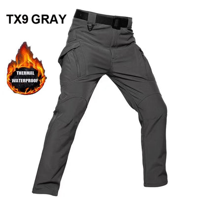 Men's Winter Military Fleece Tactical Sharkskin Cargo Pants Camping Hiking Climbing Trekking Waterproof Outdoor Trousers 5XL