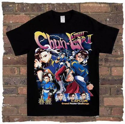 Game Spring Street Fighter, Rock and Rap, Loose High Street, High-quality Men's T-shirts, Women's T-shirts, Couple Styles
