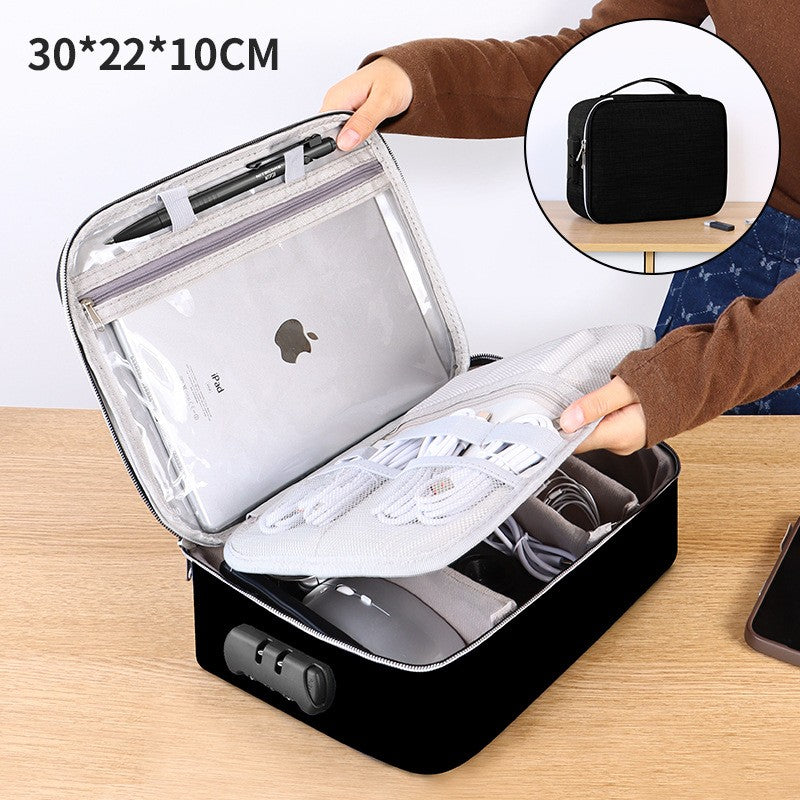 Locking Tech Organizer Bag - Anti-Theft Storage Case with Password Protection for iPad, Laptop Cables & USB Drives