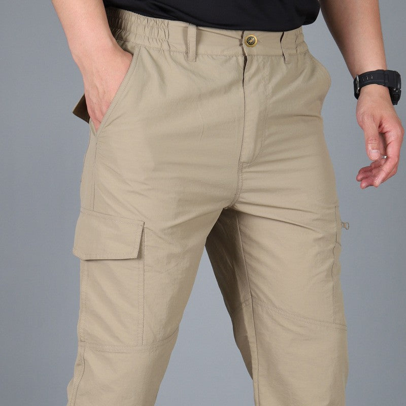 Calça Cargo Tática Masculina de Verão Leve Casual Impermeável Calça Casual Resistente ao Desgaste Multibolsos para Caminhada ao Ar Livre