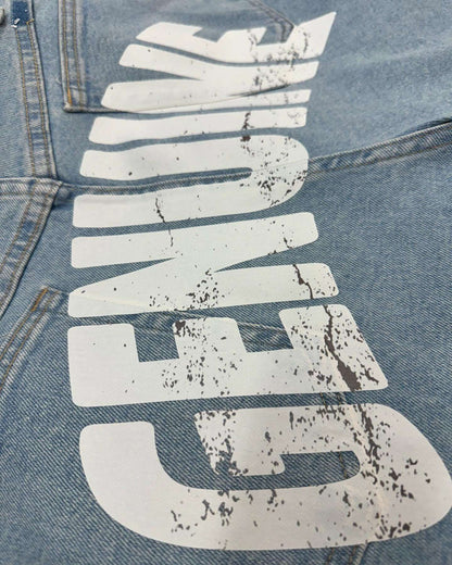 Y2K Gothic Diamond Cross Embroidery Denim Shorts American Retro Blue Gym Shorts Rhinestone Streetwear Hip Hop Men Women Jorts