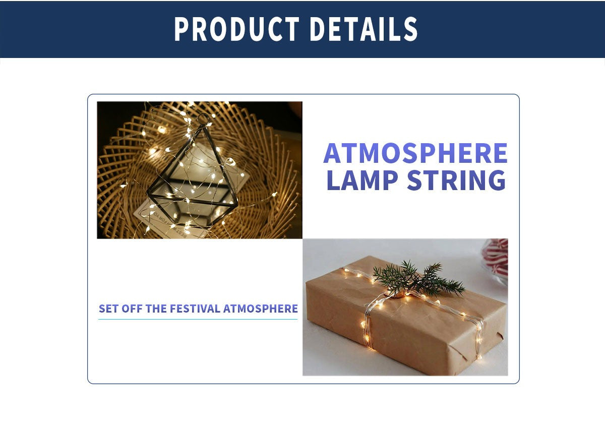 20PCS Mini LED String Lights 2m 20LED Waterproof Fairy Lights 3 Modes Battery Powered for DIY Christmas New Year Home Decoration