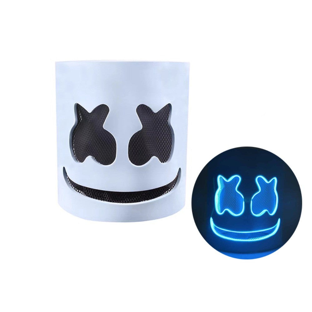 Party Decor LED Halloween Luminous Head Cover Glowing Plastic DJ Marshmallow Mask Universal Neon Headgear Bar