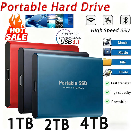New 2TB 4TB Portable SSD High Speed Transfer Solid State Disk USB3.2 Type-C External Hard Drive Storage Disks for PC Notebook
