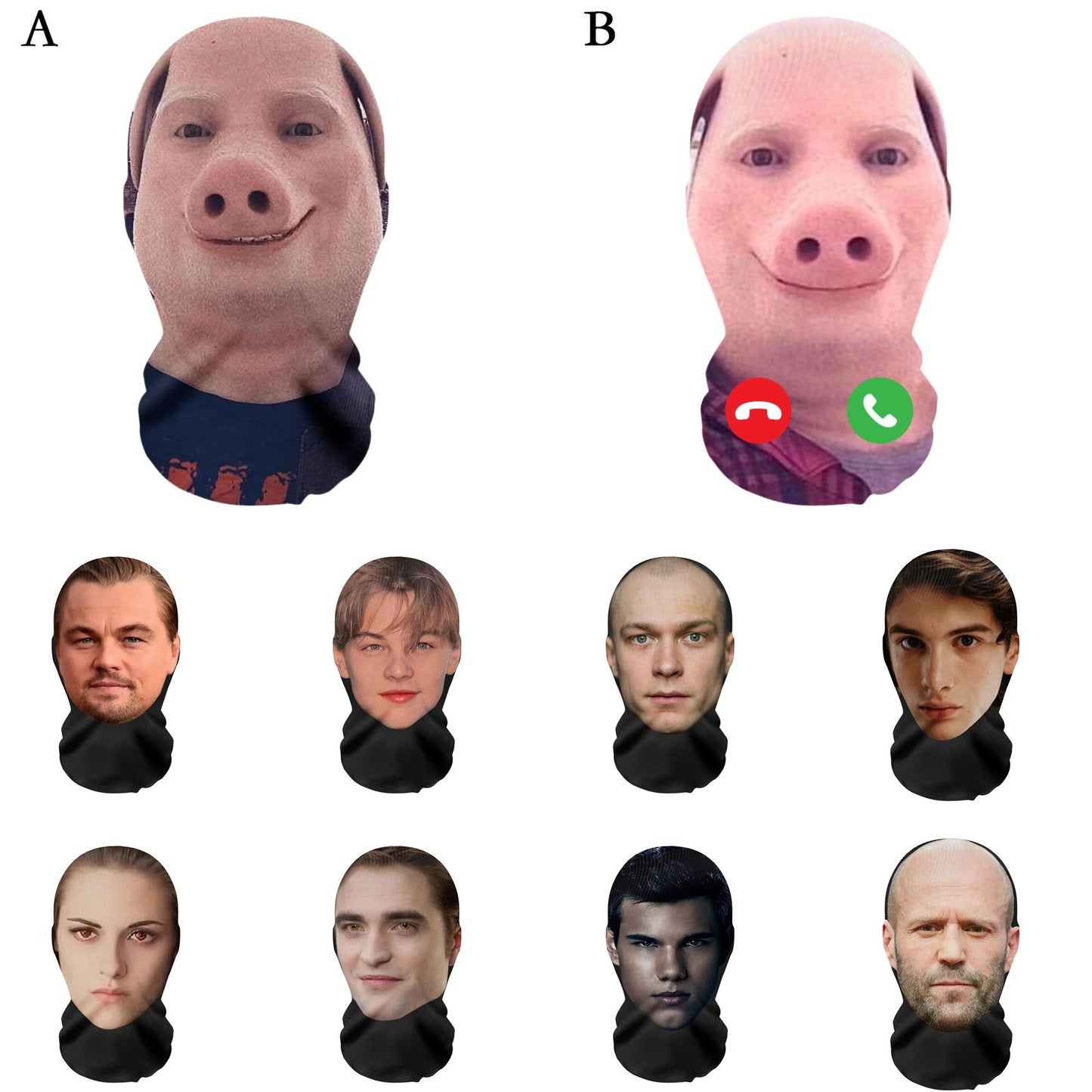 John Pork Smiling Interesting 3D Printed Seamless Mask Head Cover Party Cosplay Props UV Protection Shield Ronaldo Pattern Gift