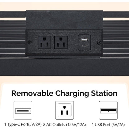Beliche de Metal com Luzes LED, Escada Antiderrapante, Grade de Proteção de Comprimento Total, Estação de Carregamento, para Crianças