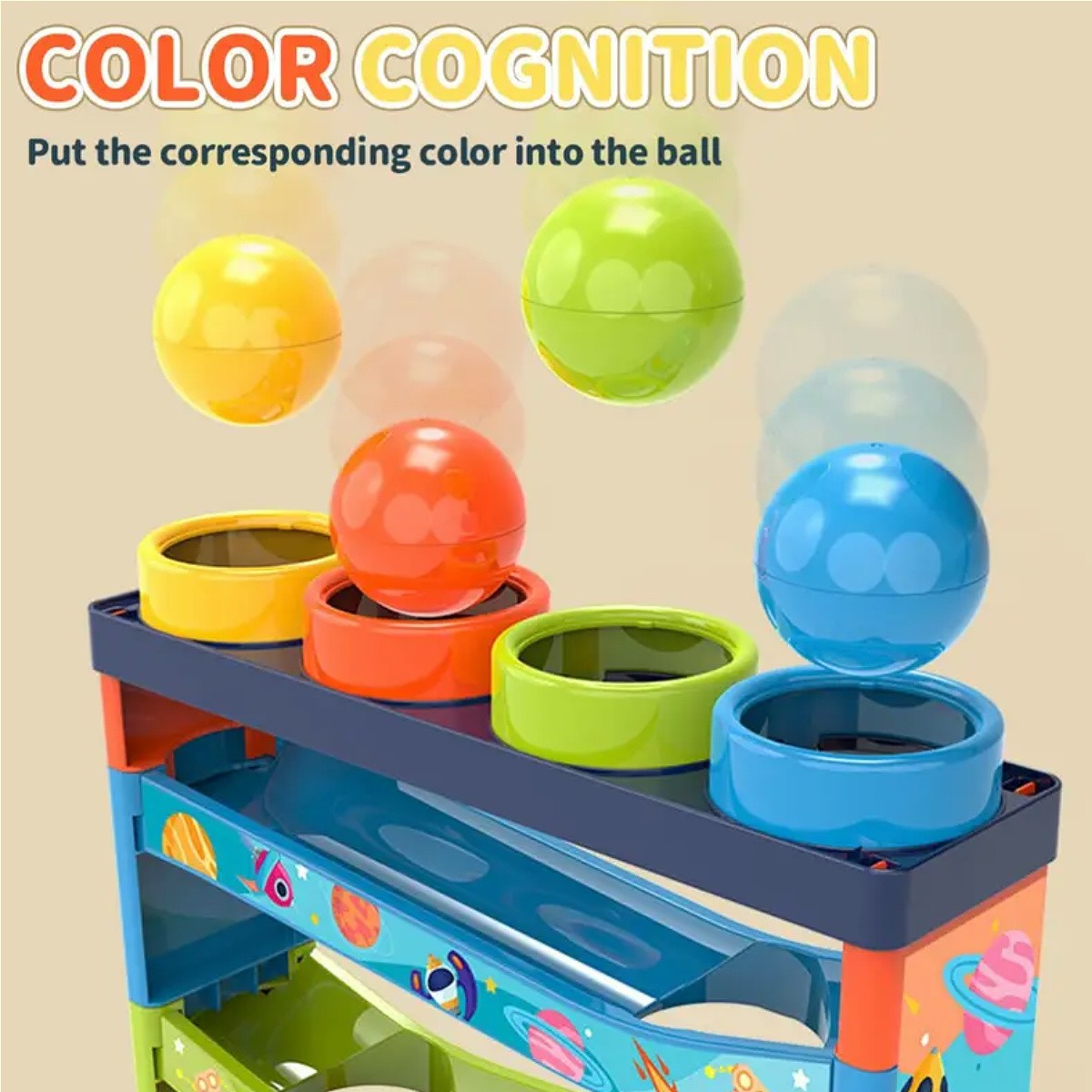 Brinquedo de Rampa Deslizante de Bolinhas de 5 Camadas Coloridas, Brinquedo Educacional de Batida, Brinquedo Montessori, Presente de Aniversário