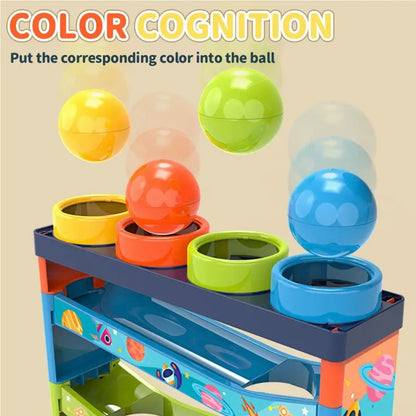 Brinquedo de Rampa Deslizante de Bolinhas de 5 Camadas Coloridas, Brinquedo Educacional de Batida, Brinquedo Montessori, Presente de Aniversário