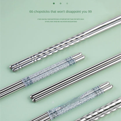 Conjunto de Hashis de Aço Inoxidável para Casa Hashis Reutilizáveis para Adultos Hashis Antiderrapantes Utensílios de Cozinha