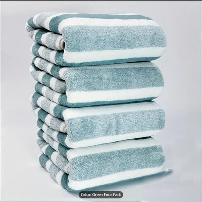 Conjunto de 4 Toalhas de Banho Listradas, Absorventes e de Secagem Rápida, Super Macias e Amigas da Pele Para o Banheiro de Casa