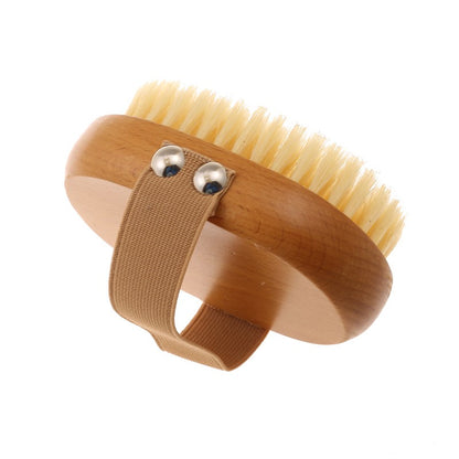 Wet Dry Skin Body Brush Natural Pig Bristles Dry Skin Exfoliating Body Massage Cleaning SPA Tool For Cellulite Lymphatic Drainag