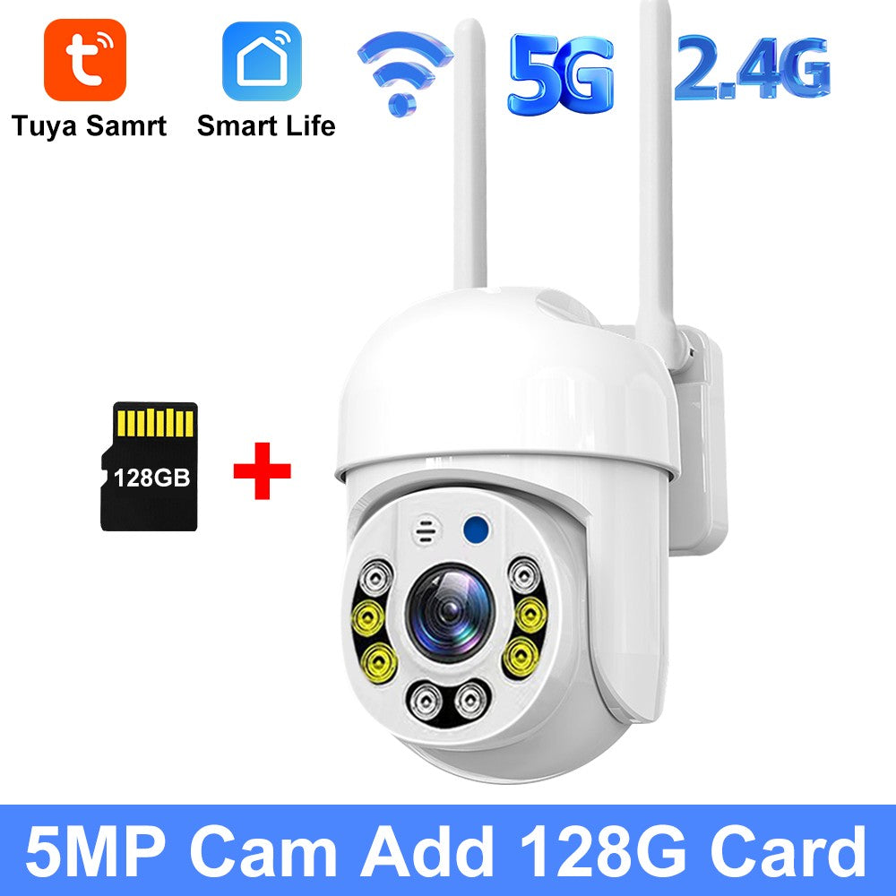 Tuya HD 2.4G/5G Wifi IP Camera PTZ Outdoor waterproof Home Security-protection Full Color Night Vision Audio Surveillance Cam