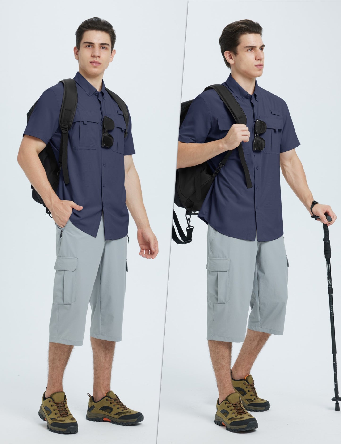TACVASEN UPF 50+ Sun Protection Shirts Men's Quick Dry Outdoor Fishing Hiking Shirt Mesh Breathable UV Work Cargo Shirts Men