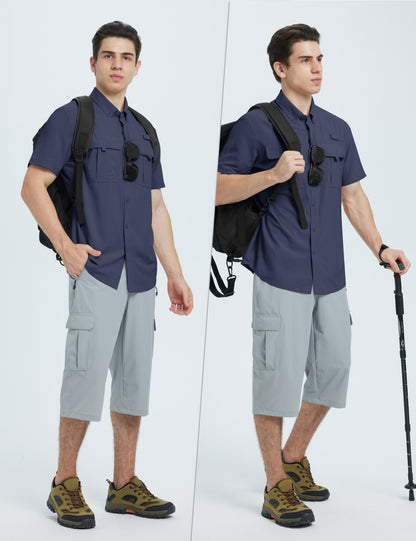 TACVASEN UPF 50+ Sun Protection Shirts Men's Quick Dry Outdoor Fishing Hiking Shirt Mesh Breathable UV Work Cargo Shirts Men