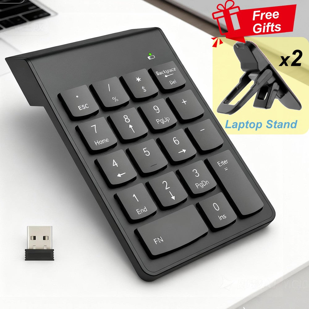 USB Wired Numeric Keypad 18-Key Mini Number Pad Portable 2.4G Wireless Digital Keyboard for IMac MacBook Laptop PC Notebook
