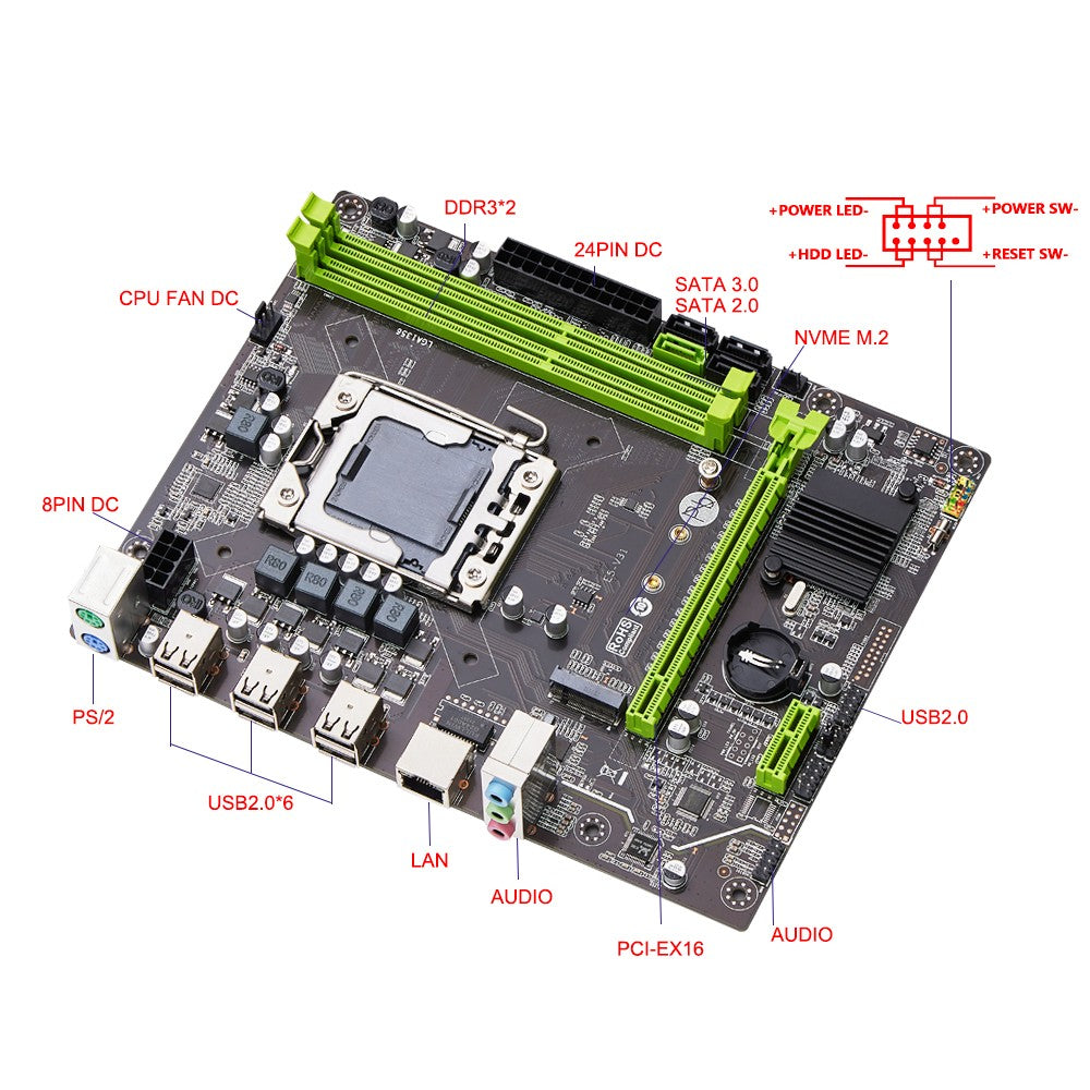 Conjunto de placa-mãe Qiyida X79 E5 2420V2 2*8GB=16GB DDR3 kit combinado de memória NVME SATA 3.0 M ATX Servidor E5 V32