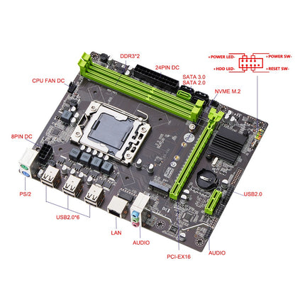 Conjunto de placa-mãe Qiyida X79 E5 2420V2 2*8GB=16GB DDR3 kit combinado de memória NVME SATA 3.0 M ATX Servidor E5 V32