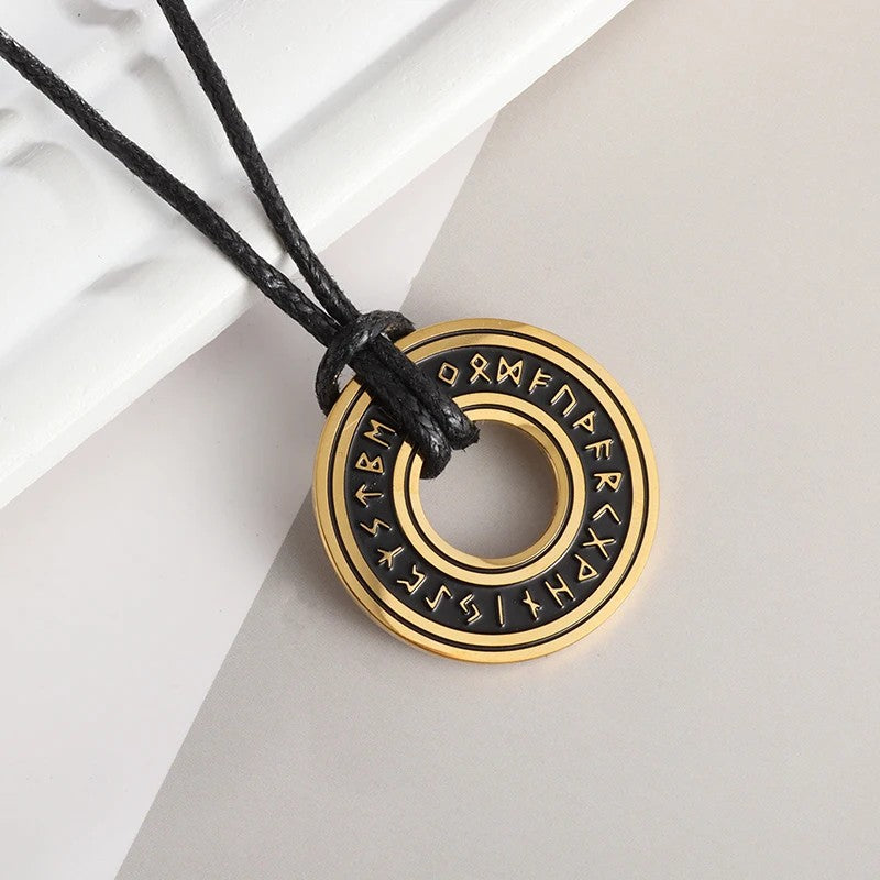 Colar Bússola Rúnica Masculino Vintage de Alta Qualidade Pingente Amuleto Joia de Festa Presente