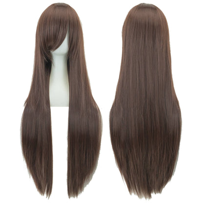 Soowee 80cm Cabelo Sintético Comprido Branco Roxo Perucas Cosplay Festa Preto Cabelo Liso Peruca Postiça para Mulheres
