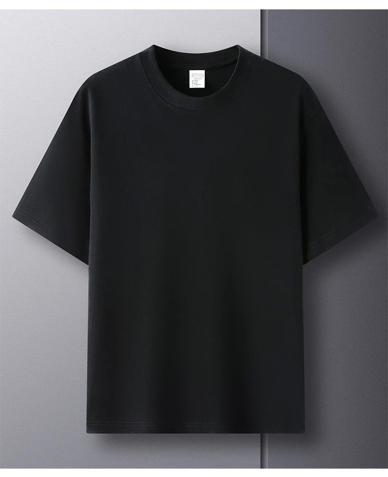 100% Pure Cotton Summer High-end Brand Men's Short Sleeve Round Neck Fashionable Style Half Sleeved Top Breathable T-shirt