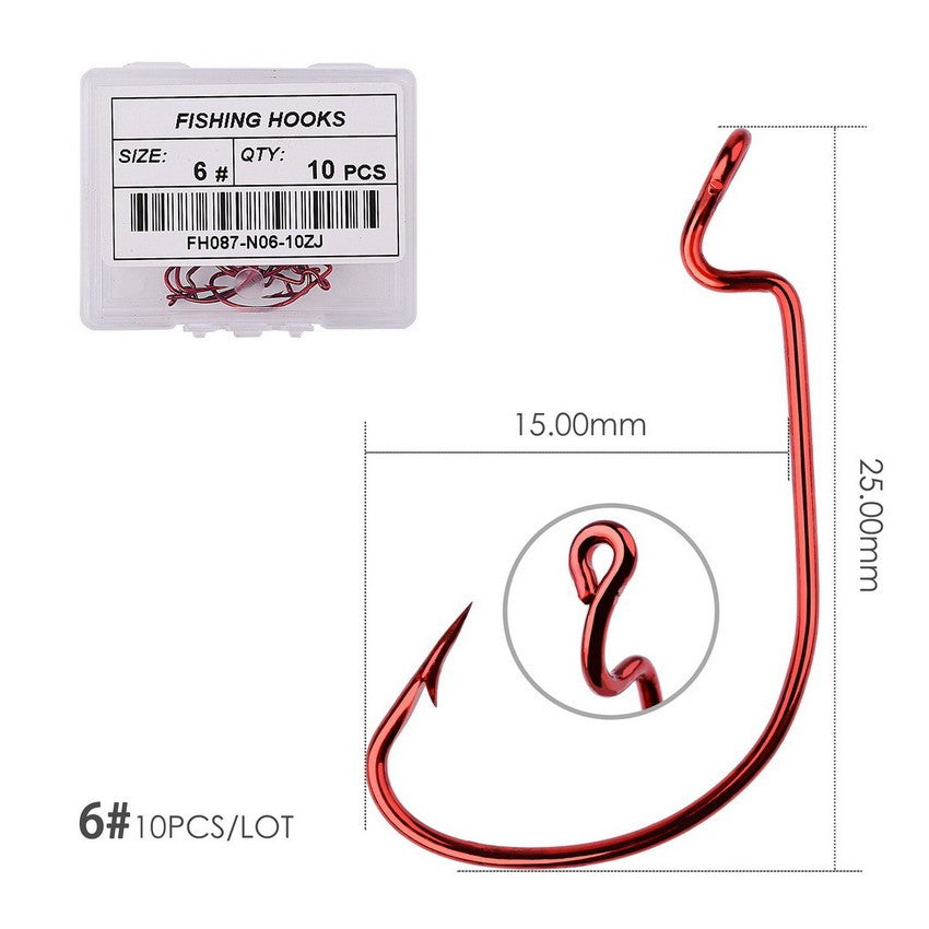 10 pçs/caixa Anzol Offset 8# - 5/0# anzol crank para isca soft worm anzol crankbait pesca acessórios pesca anzóis
