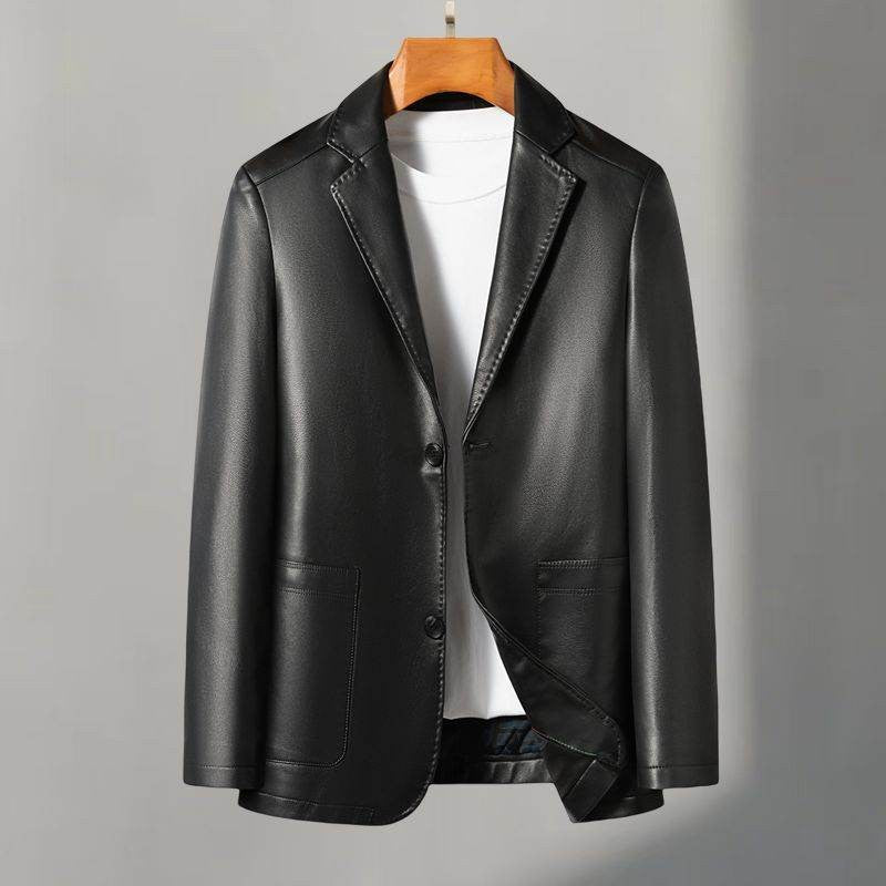 Casual leather suits, genuine leather jackets, men's leather jackets, sheepskin, slimming, large sizes for autumn and winter
