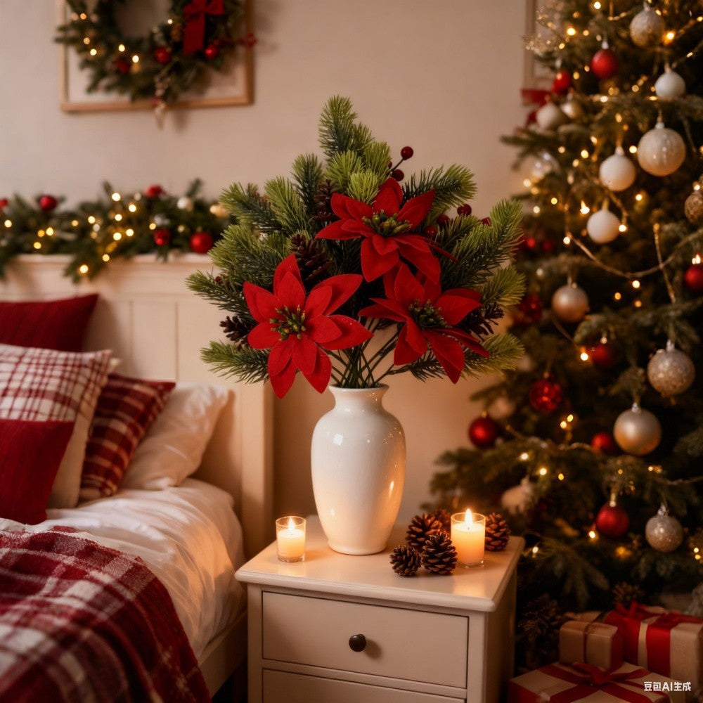 Artificial Flowers Maintenance-Free Christmas Bouquet Red Berry Decoration Festive Holiday Artificial Flowers For Festive Home