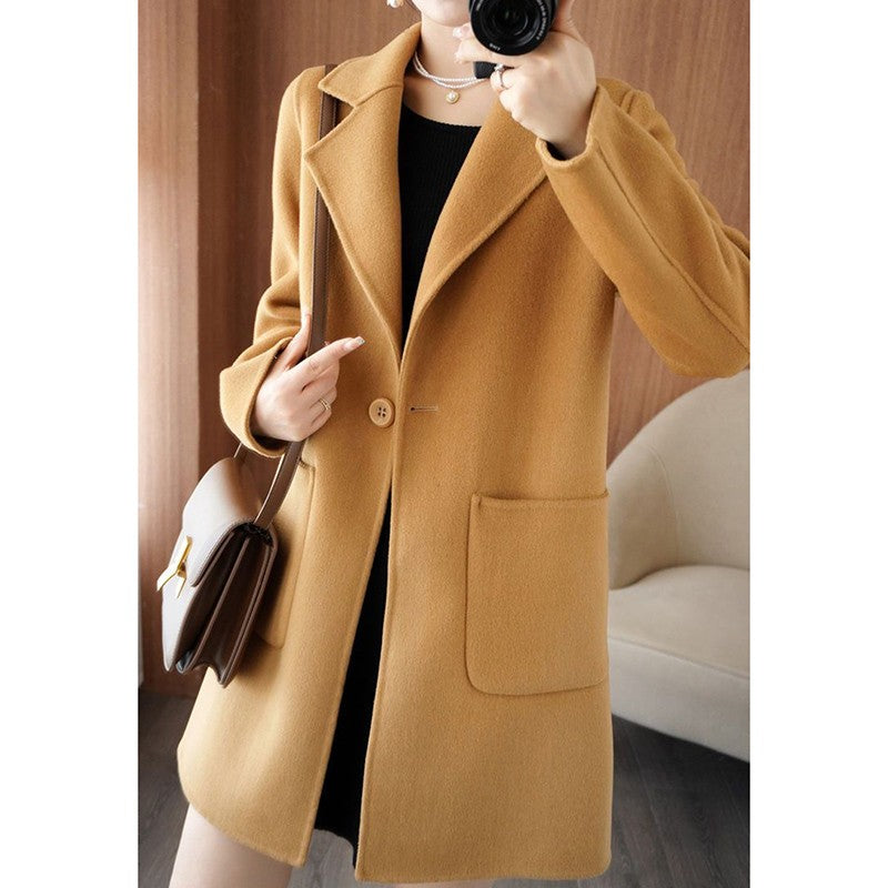 Autumn Winter Girls Fashion Mid-Long Jackets Female Casual Woolen Blends Coats Clothes Lady Korean Fashion Designer Coat