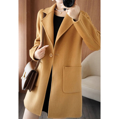 Autumn Winter Girls Fashion Mid-Long Jackets Female Casual Woolen Blends Coats Clothes Lady Korean Fashion Designer Coat