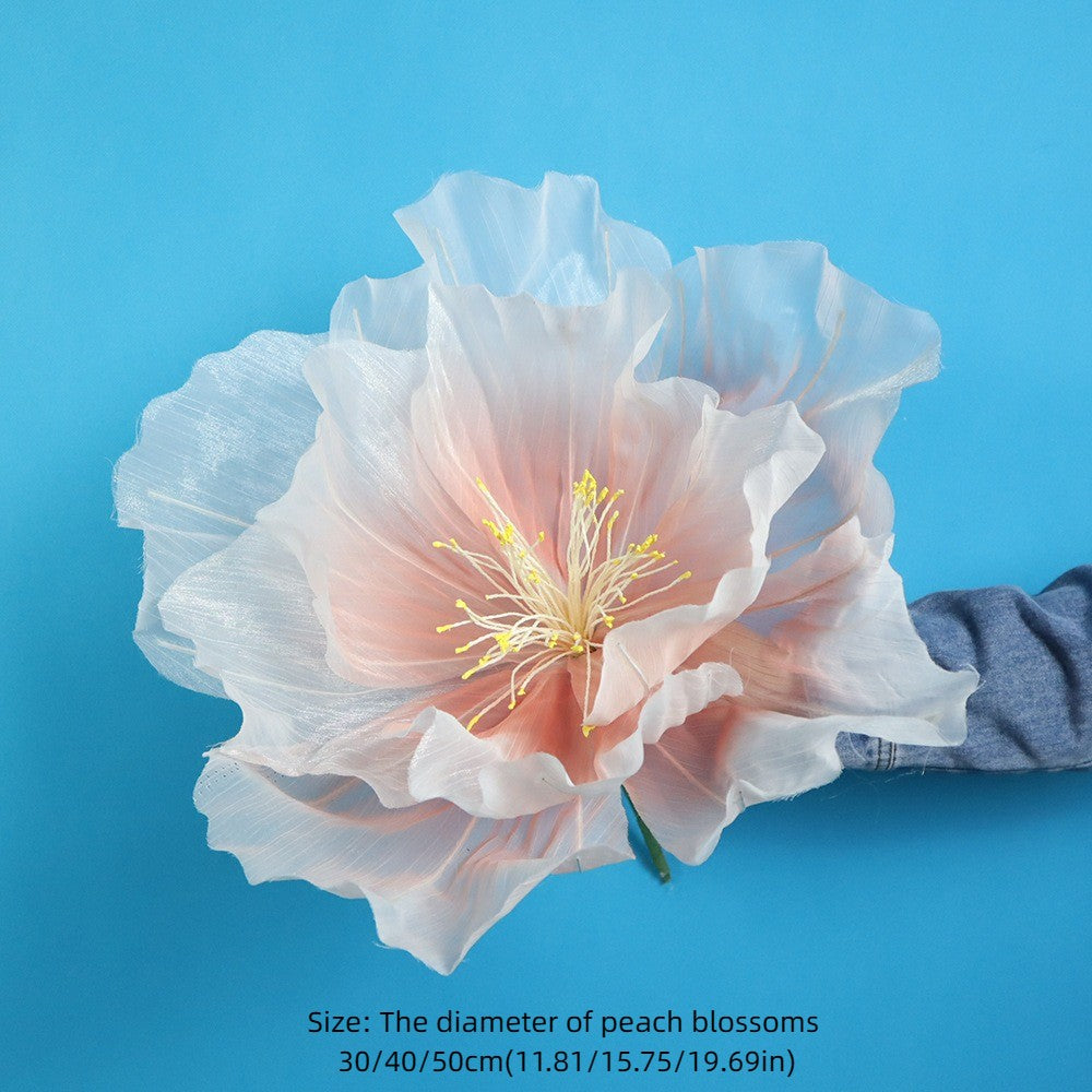 30/40/50cm Artificial Peach Blossoms Giant Gauze 3D Fluffy Petals Large Flower Head Floor Display Wedding Landscaping
