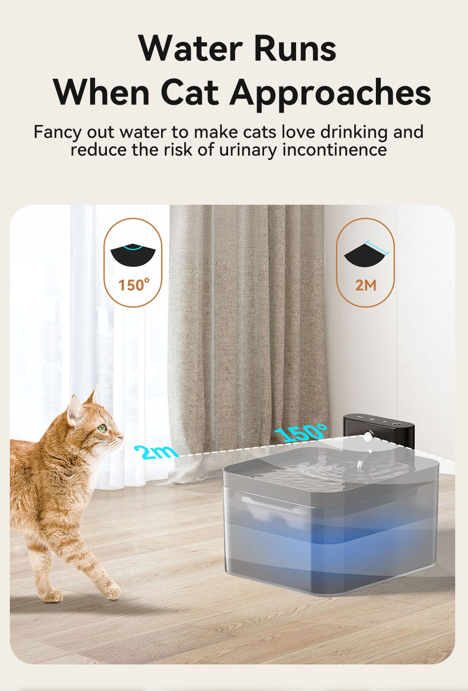 ROJECO Fonte de Água Automática Sem Fio para Gatos 2600mAh Bebedouro para Pets para Cães e Gatos Sensor Infravermelho Bebedouro Inteligente para Pets