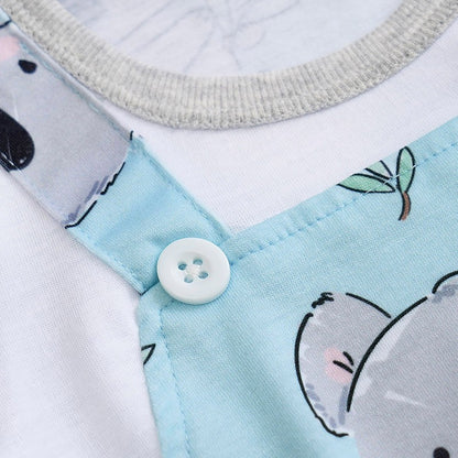 Macacão Estampa Coala Unissex para Bebês Recém-nascidos Roupa de Verão Manga Curta 0-18 Meses Pijama Infantil Peça Única