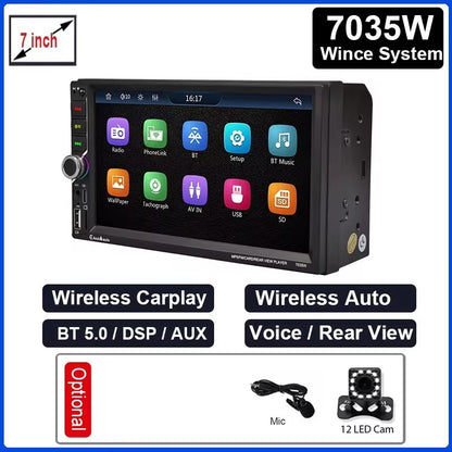 ESSGOO Rádio Automotivo 7 Polegadas 2 Din Carplay Android Auto Universal Multimídia Automotiva Autorrádio DSP Tela Sensível ao Toque HD FM Bluetooth