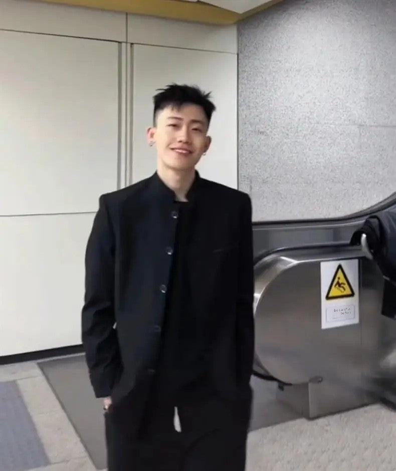 New Black Zhongshan Suit Jacket for Young Men Chinese Style Outerwear Popular Internet Celebrity Zhao Shanghe Topwear