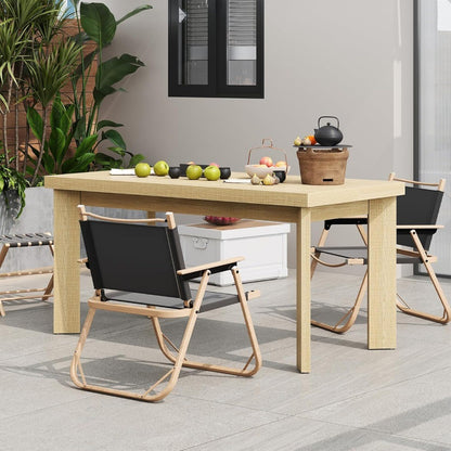 63 Inch Dining Table for 6, Indoor Outdoor Dining Table with Wood Legs, Kitchen Table with Large Tabletop, Rectangula