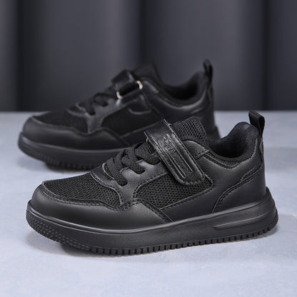 Children's Fashion Sports Shoes Black Student Kids Boys & Girls Non Slip Flat Walking Shoes Lightweight Breathable Tennis