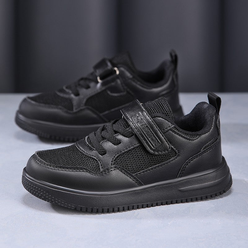 Children's Fashion Sports Shoes Black Student Kids Boys & Girls Non Slip Flat Walking Shoes Lightweight Breathable Tennis